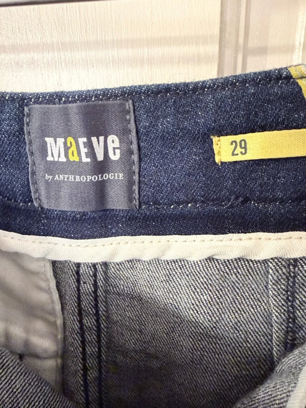 Anthropologie Dark Blue Denim Zip-Front Shorts - Picture 2 of 5